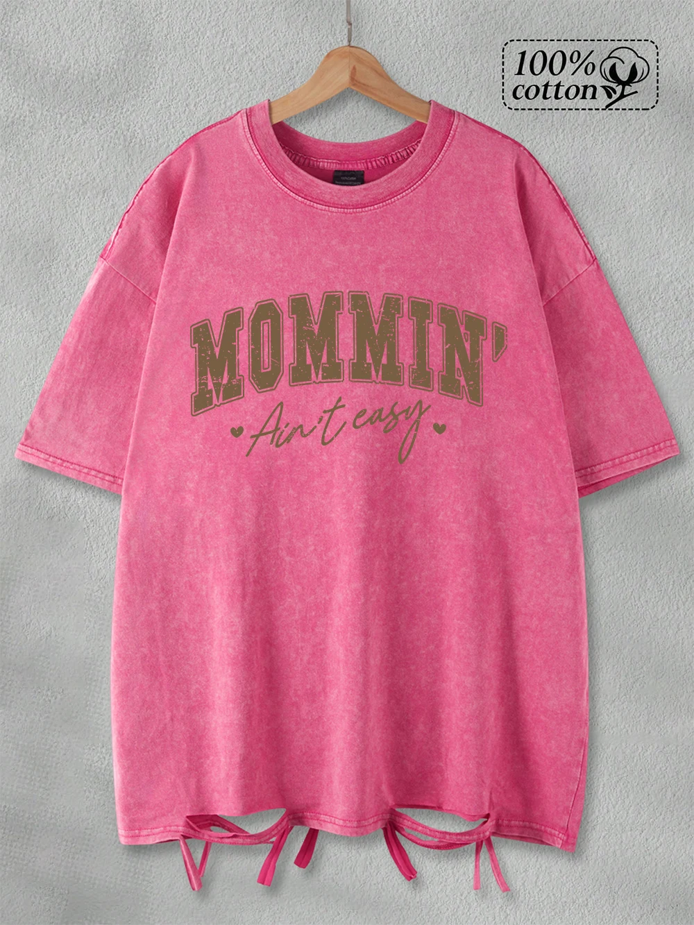 

Oversized Washed T-Shirt Women Cotton Mommin Letter Prints T Shirt Summer Comfortable O-Neck Streetwear Casual Womans Clothes