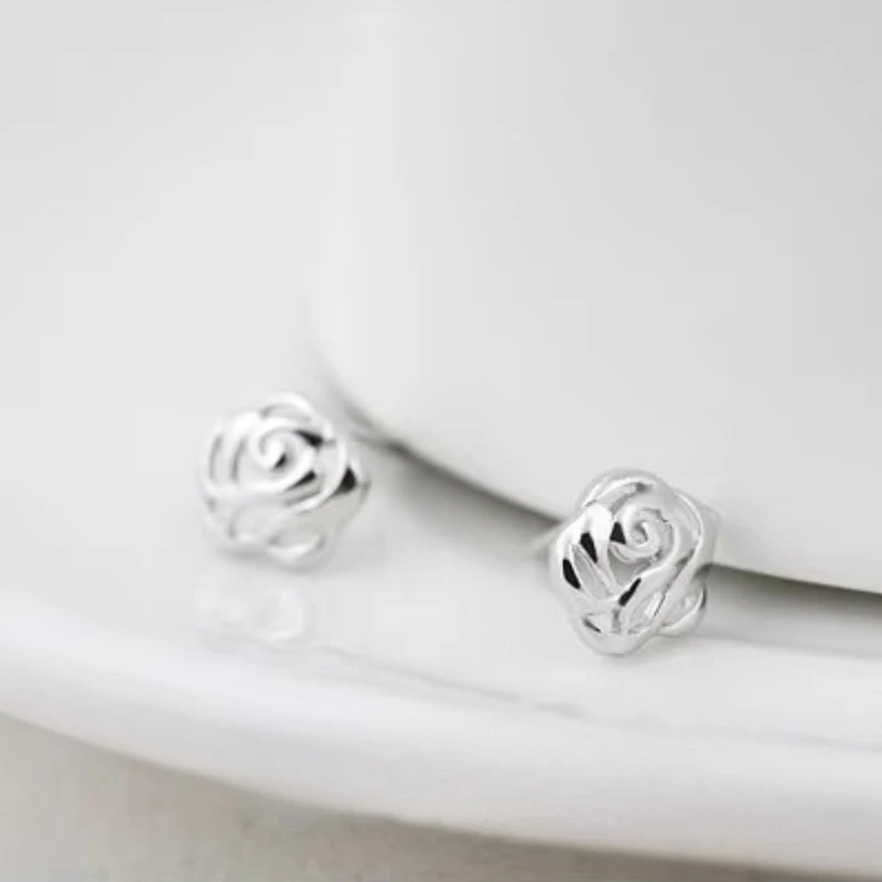 925 Sterling Silver Zapobiegaj alergiom róże Brincos Kolczyki sztyfty dla kobiet Kolczyki ślubne Biżuteria Akcesoria — zdjęcie 2