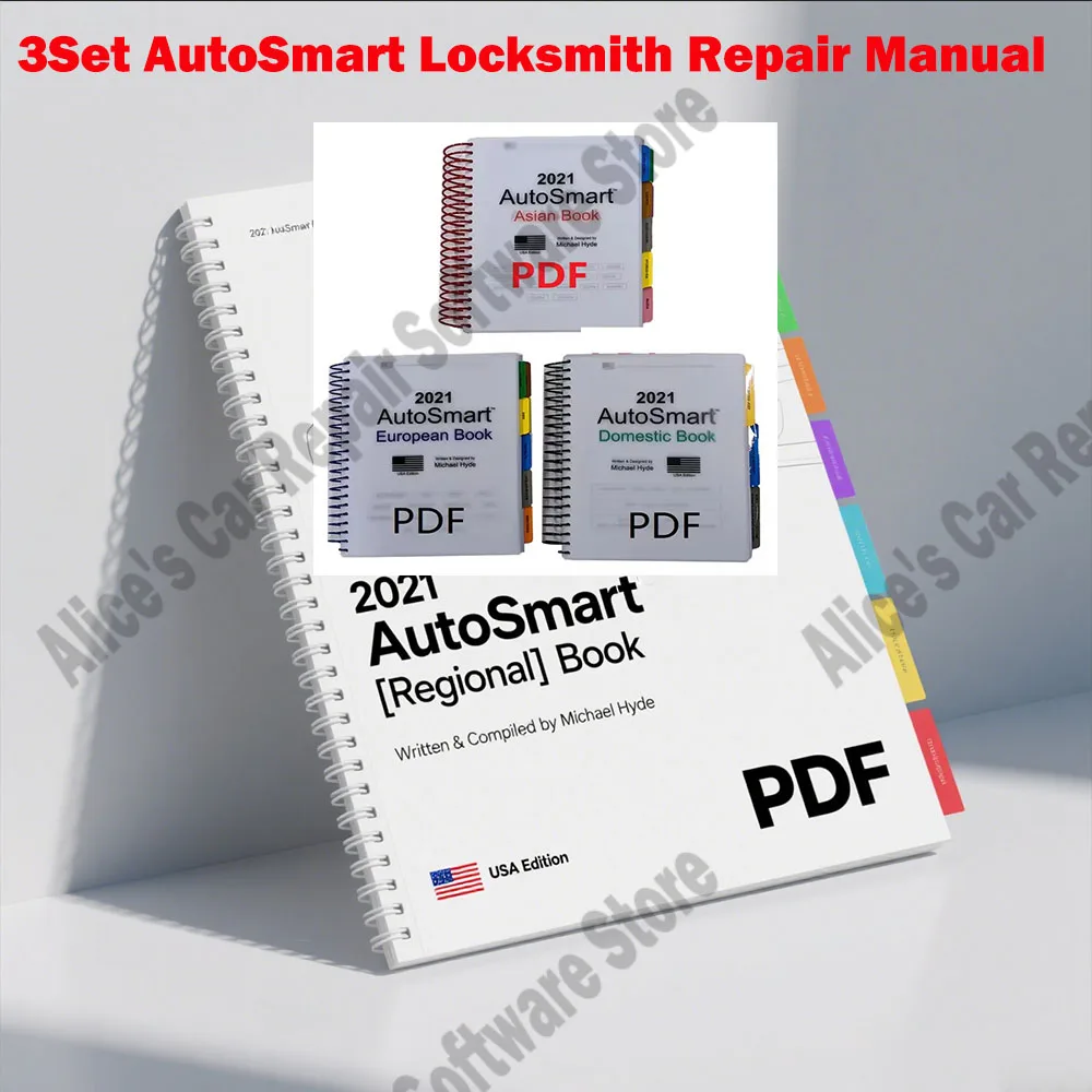 

Newest 2021 AutoSmart EBook 3 Set obd2 scanner Software - Asian, European & Domestic US Book Set - By Michael Hyde LockSmith