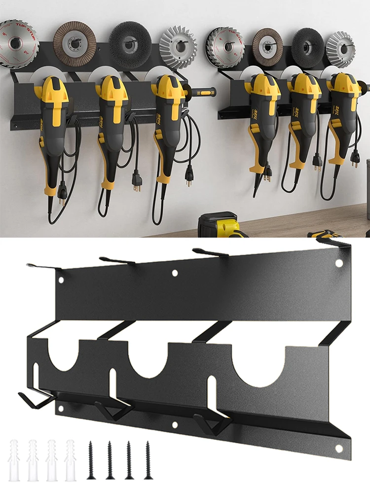 Angle Grinder Holder Metal Angle Grinder Rack Wall Mount Bracket for Angle Grinder Cutters Polishers Workshop Vertical Storage