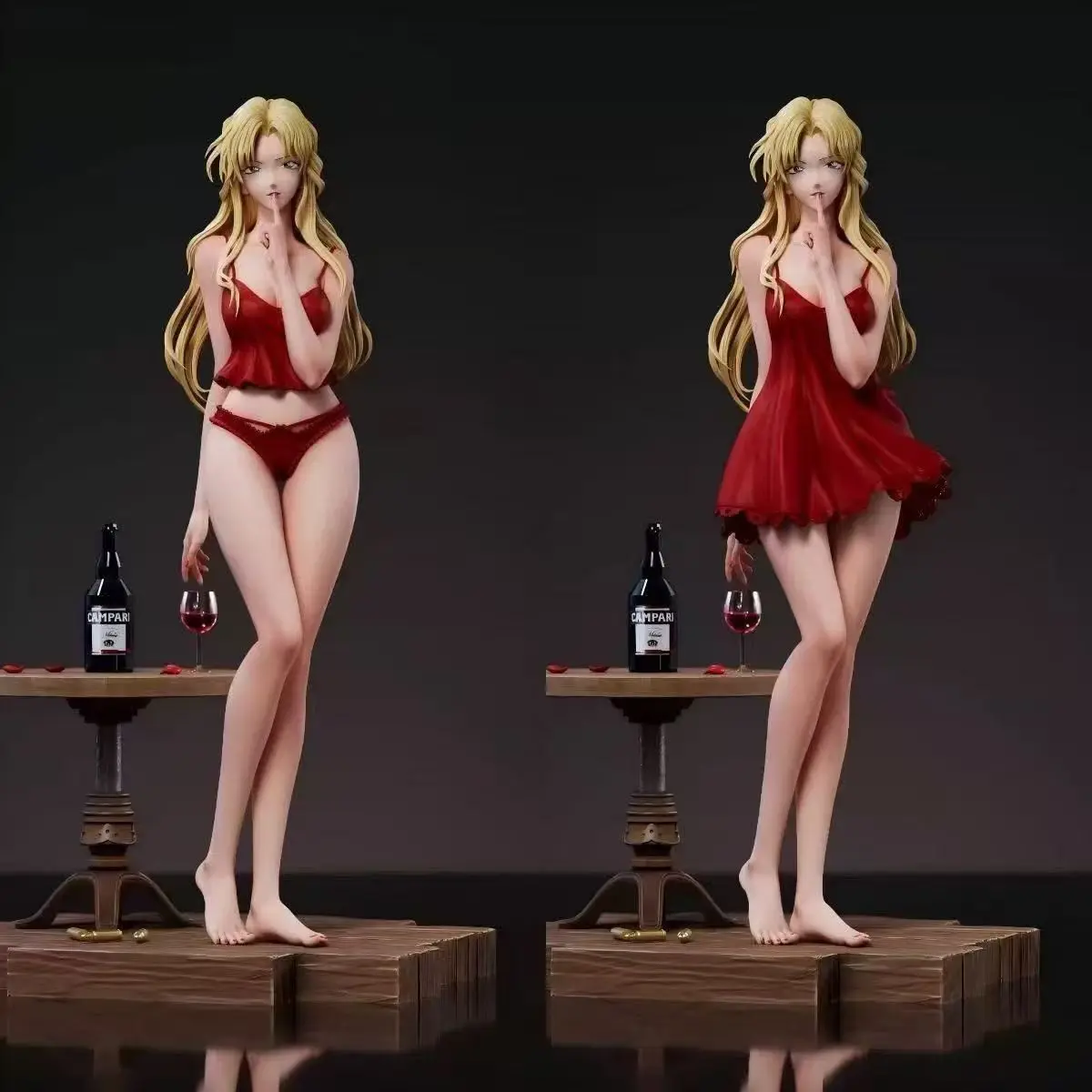 

Vermouth Figure Anime Detective Conan Pvc Resin Statue Red Dress Blonde Beauty Tabletop Display Ornament For Adult Anime Fans