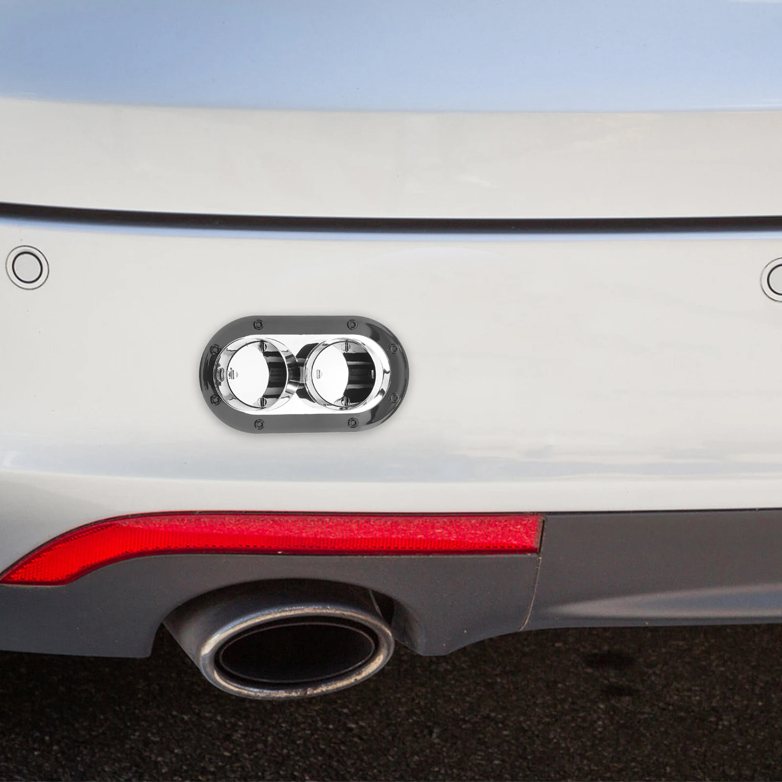 

Exhaust Pipe Sticker Realistic Design Firm Material Easy Installation Scratch Removal Bumper Decor Car Styling Tube Universal