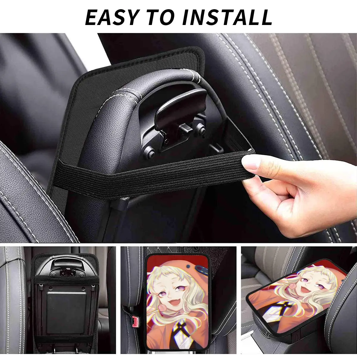 Kakegurui Car Accessories Car Handrail Box Cushion Custom Print Non-slip Car Armrest Cover