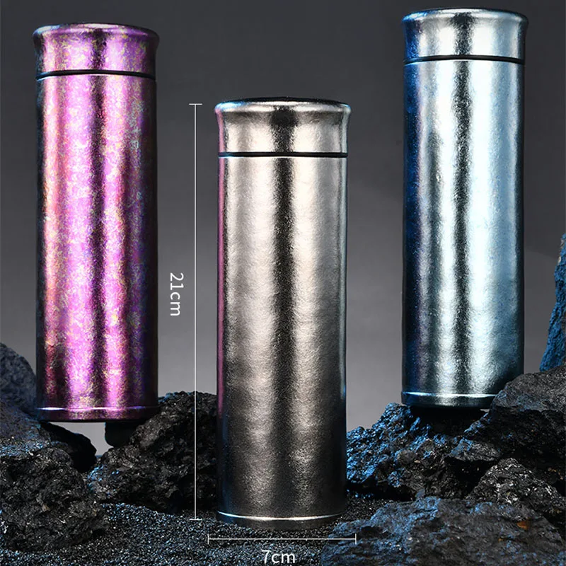 380/470ML Business THERMOS CUP With Tea Bin,Pure Titanium Vacuum Flasks,Drinkware,Crystallization,Gift,Portable Car WATER BOTTLE