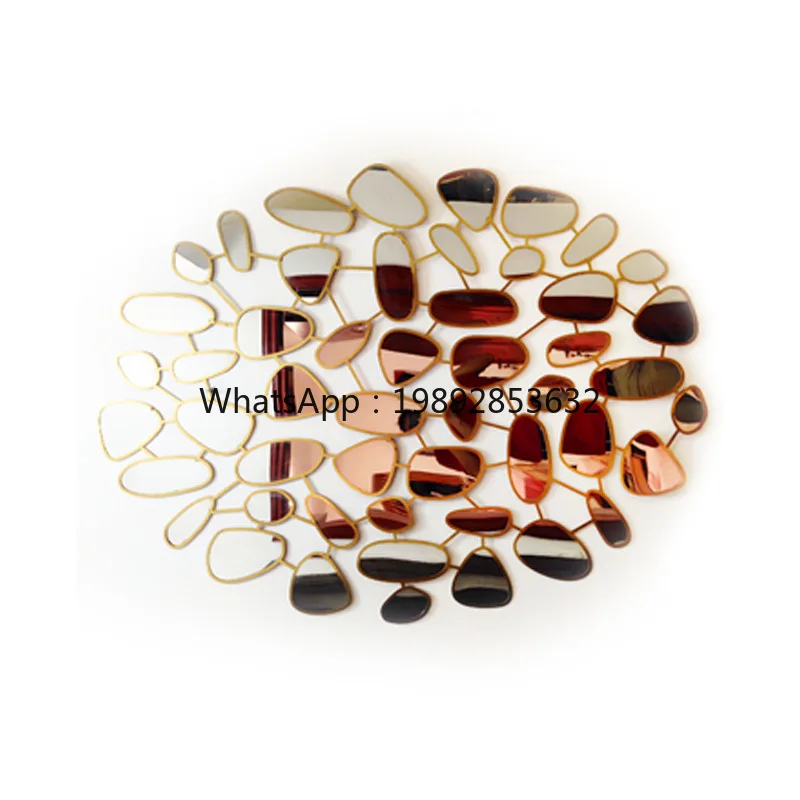 LYY Creative Metal Stainless Steel Electroplated Titanium Creative Decorative Wall Mirror Hotel Office Space Wall Art Decoration