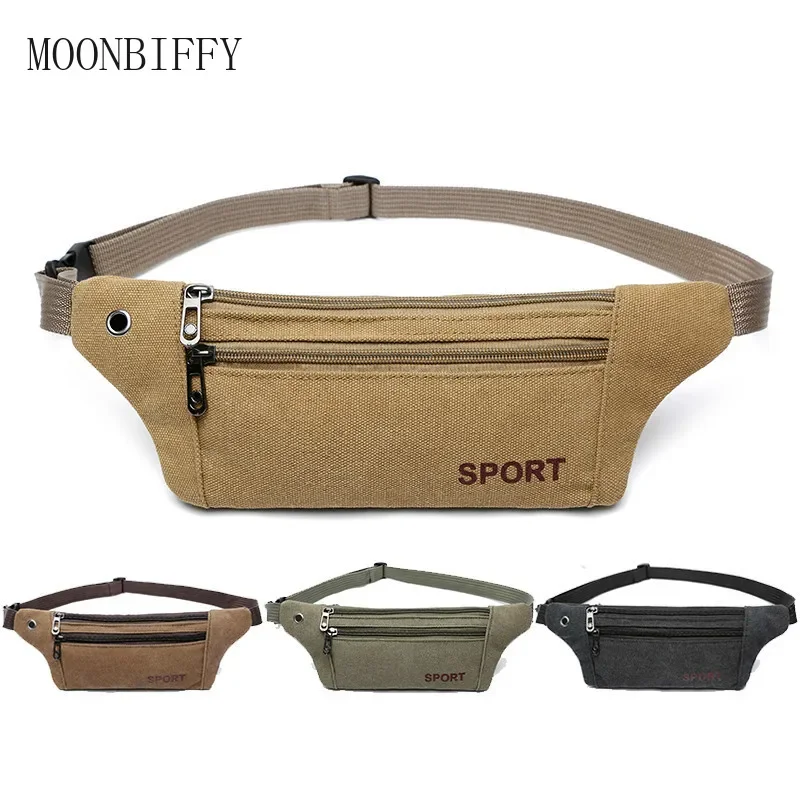 

Casual Canvas Waist Bag Unisex Functional Waist Bag Mobile Phone Bag Men and Women Convenient Belt Banana Fanny Pack Men