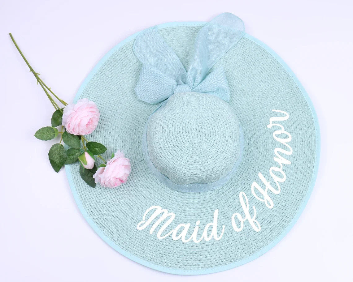 Personalized Floppy Hat Beach Sraw Sun Hat Monogram our Custom Text Bridesmaid Gift Idea Custom Text Bridesmaid Gift Beach Hat