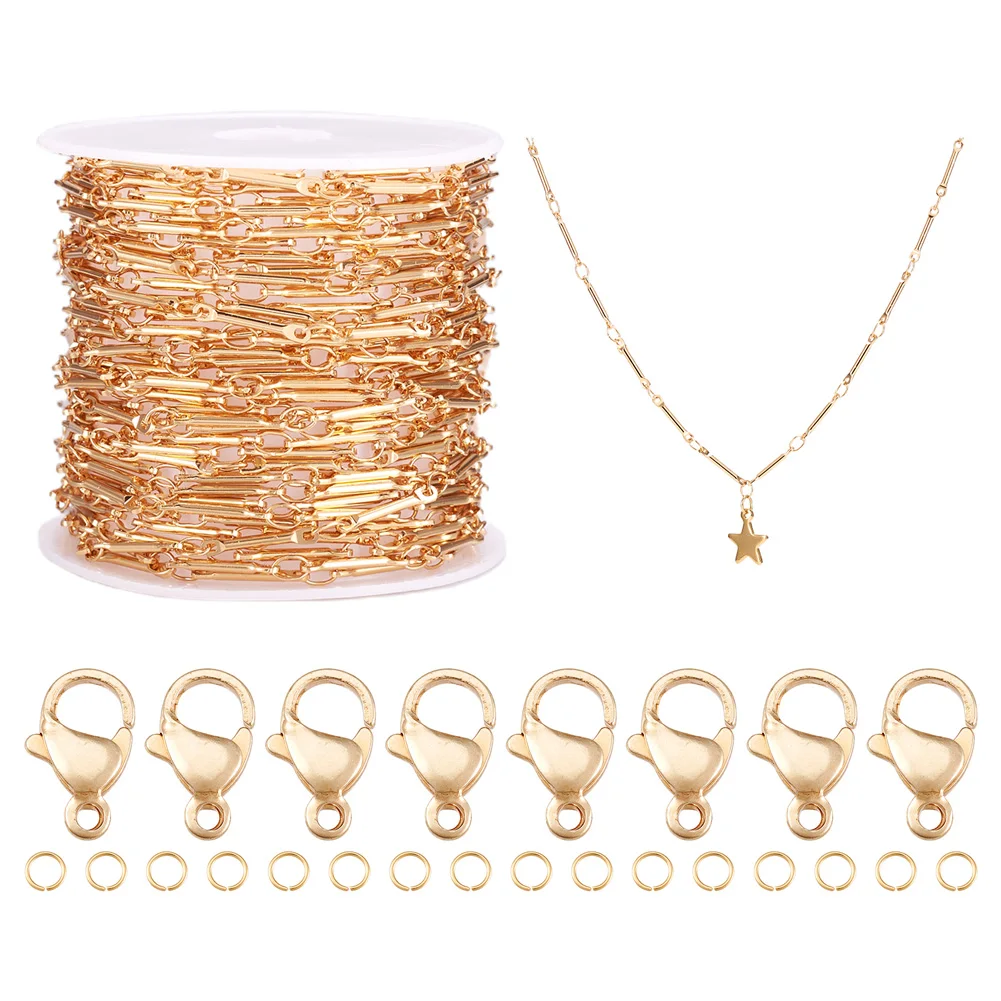 DIY 304 Stainless Steel Necklaces/Bracelets Jewelry Crafts Making Kit Accessories With Jump Ring Lobster Clasp Chain