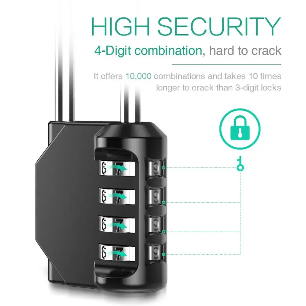 Serrure à 4 Chiffres pour Bagages, Cadenas de Sécurité en Alliage avec Numéro BLOCode pour MELCabinet Gym