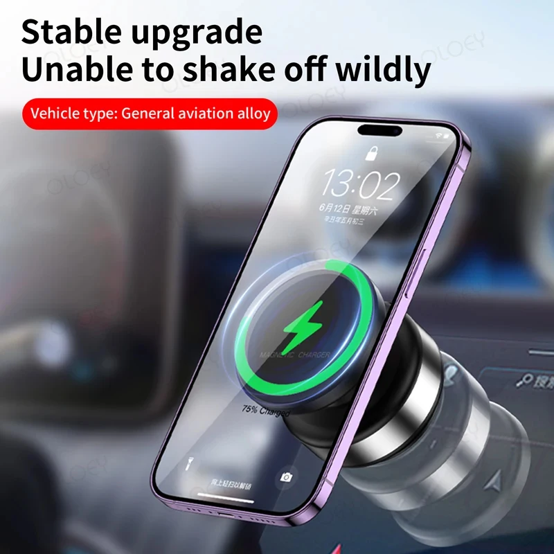 KebidumeiWireless charge 360 degrees rotatable vacum car holder For iPhone Samsung Xiaomi magnetic car mount vacuum phone holder