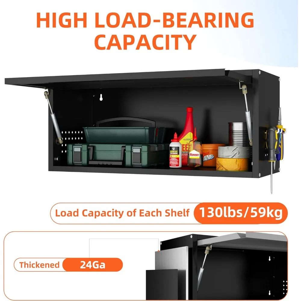 Настенный шкаф для хранения в гараже с откидной дверью, высота 13,8, подвесной шкаф для инструментов для организации гаража
