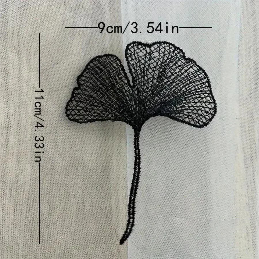 5Pcs Black White Lace Ginkgo Leaves Flower Embroidery Patch Appliques Repair