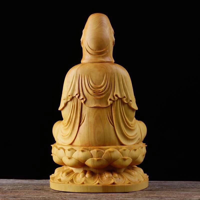 Figurine de bodhisattva Guanyin Carimplantée en bois, sculpture de bouddha, artisanat porte-bonheur, statue d'Avalokitesvara pour la décoration de la maison, 4 po