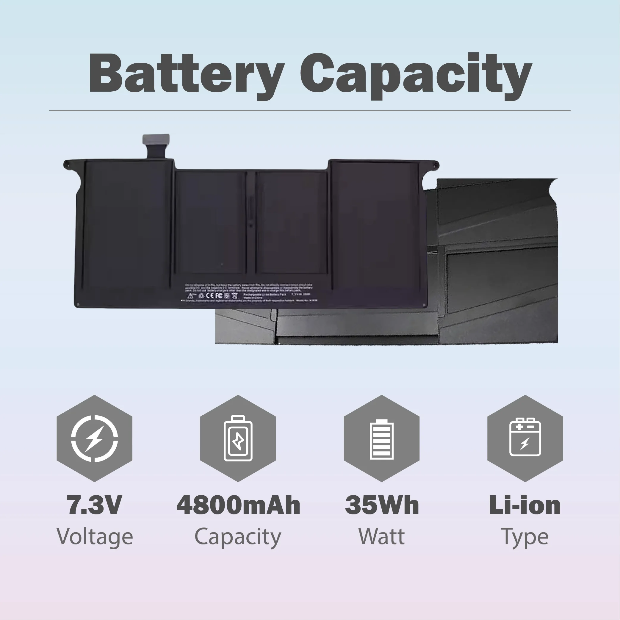 A1375 A1406 เปลี่ยนแบตเตอรี่แล็ปท็อปสำหรับแมคบุ๊คแอร์ 11 นิ้ว A1370 2010-2011 35Wh
