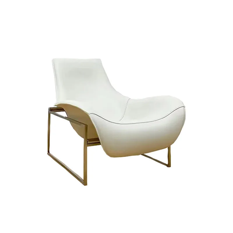 

Nordic saddle leather special-shaped duck tongue chair living room leisure single chair cross-border