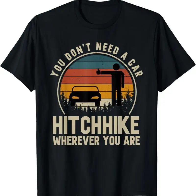 Retro Hitchhiking Hitcher Backpacking Apparel T Shirt