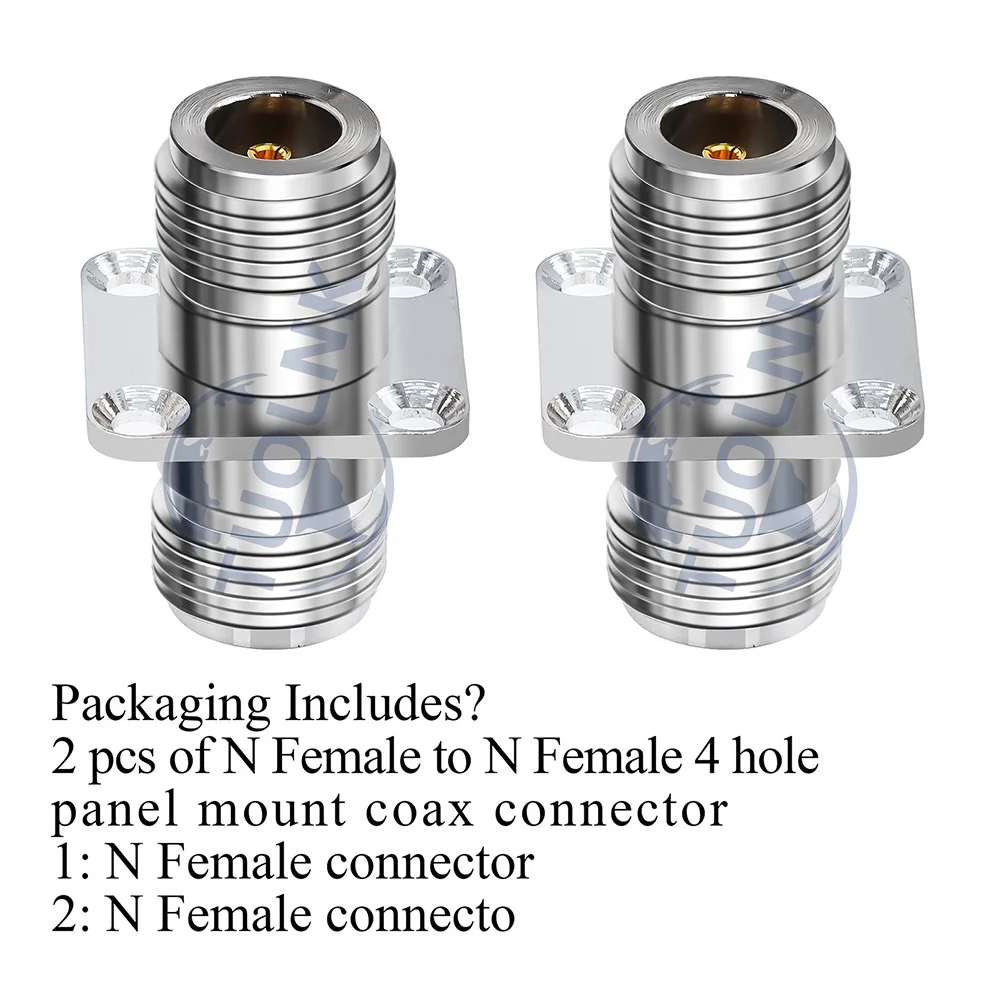 N Female Coax Adapter N Female to N Female 4 Hole Flange Panel Mount Coaxial Connector N Female Jack Coax Connector 2pcs