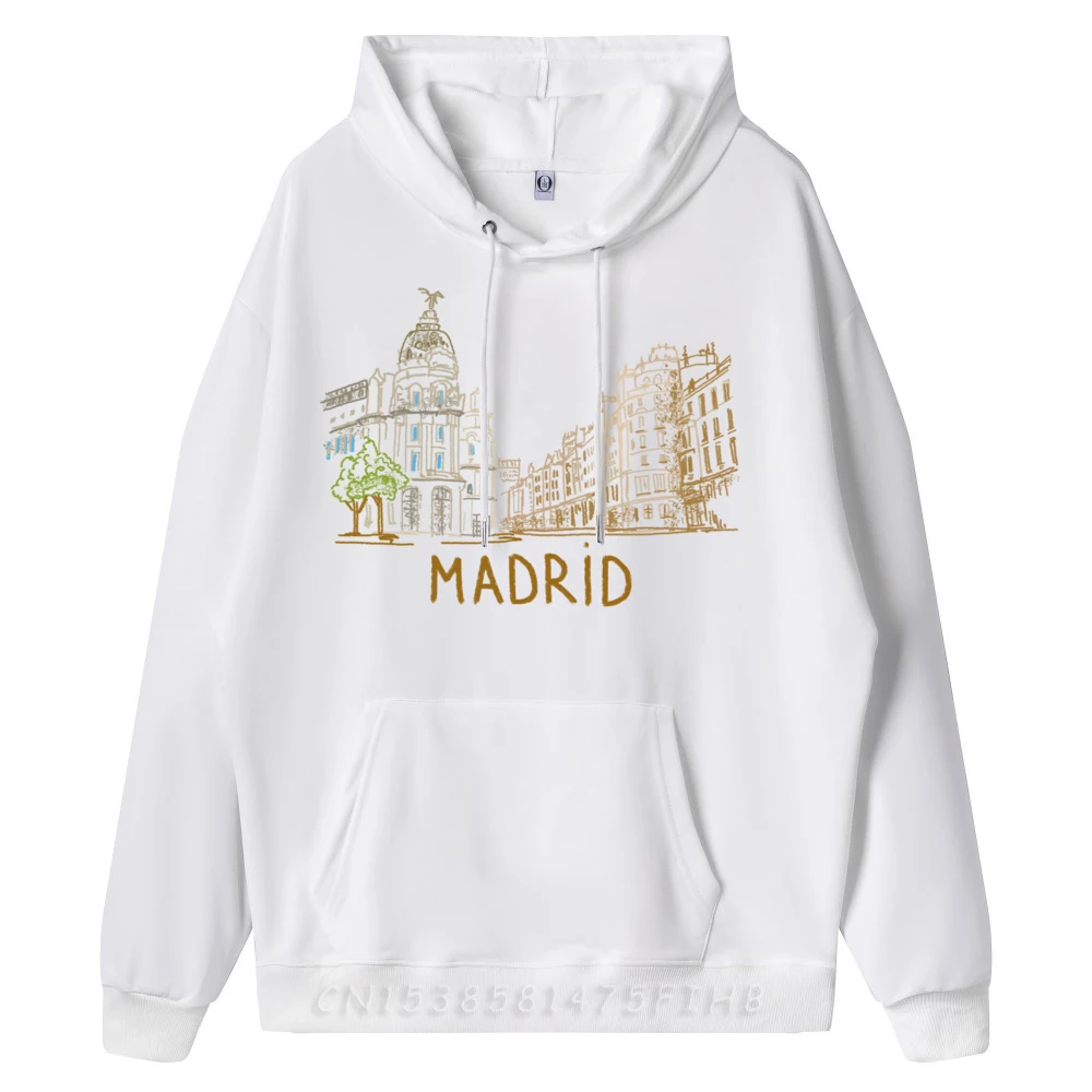 Madrid Spain Graphic Sweatshirts Men Men Men Long Sleeve Tee Long Sleeve Pullover Hoodie Man Sweatshirts