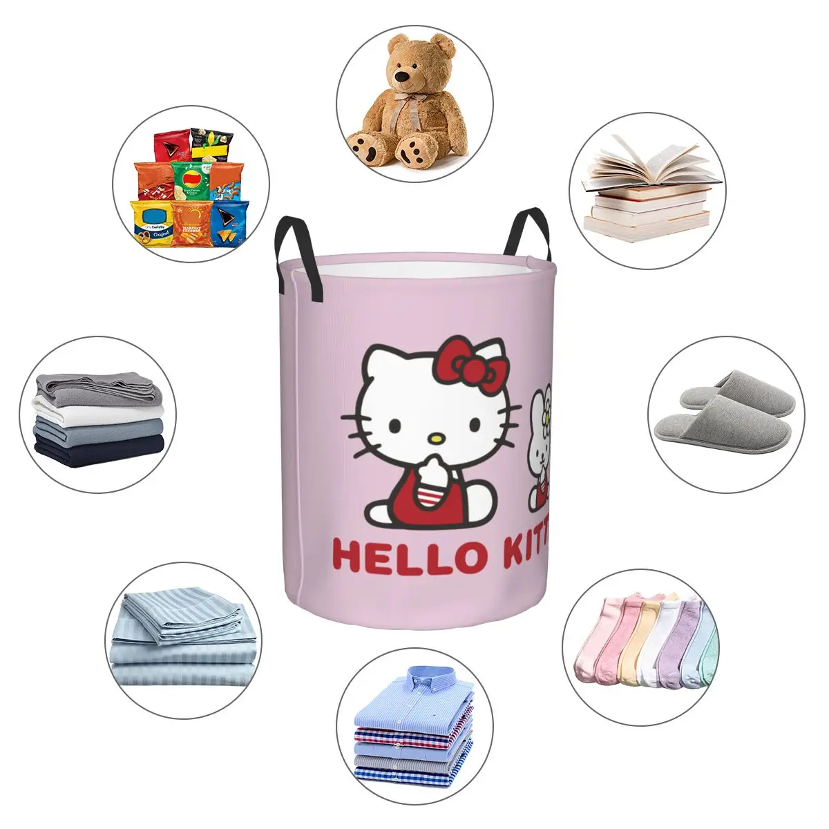 Sanrio Hello Kitty Kids Toys Storage Basket for PlayRoom Decor Gift Laundry Hamper Baskets