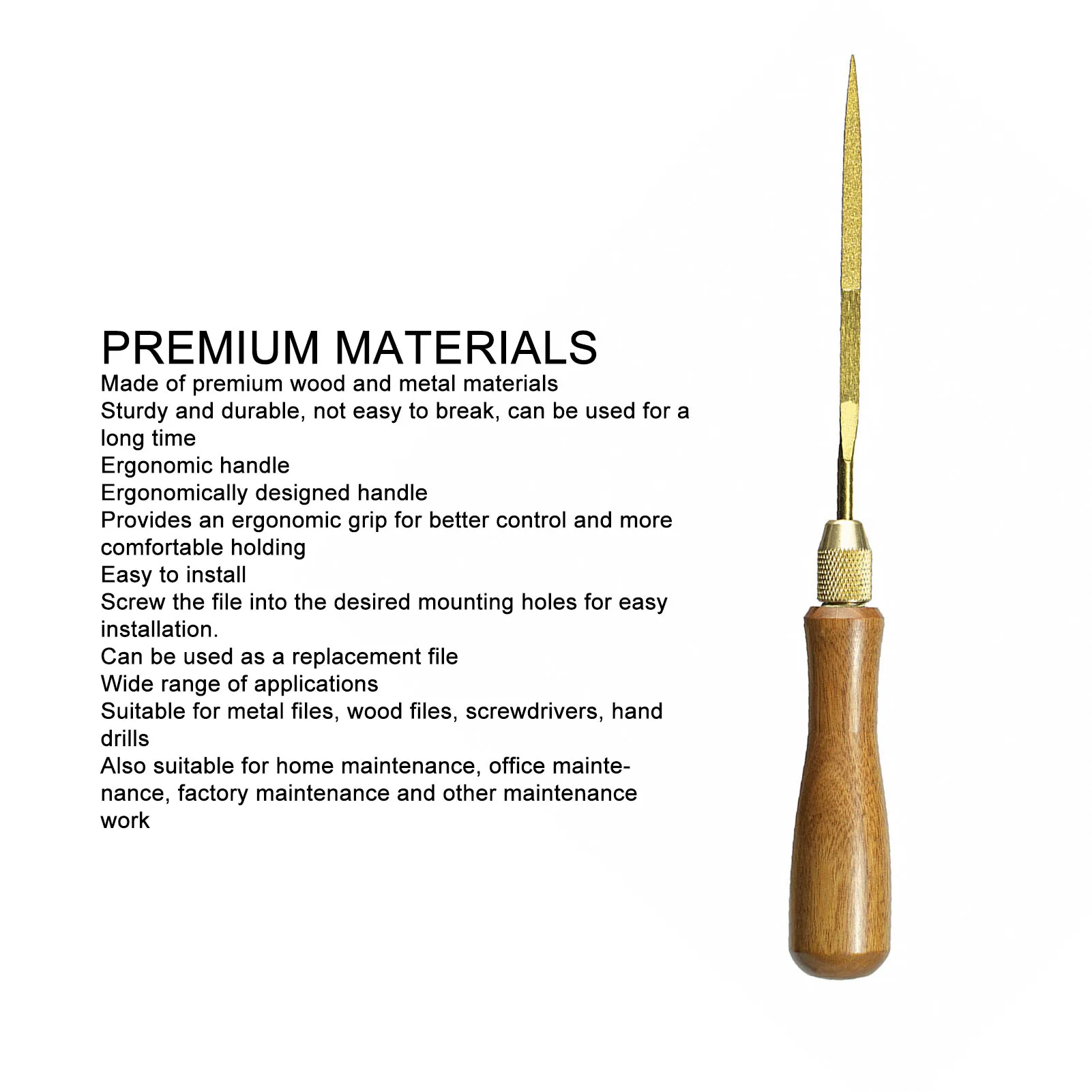 Small File Handle Rustproof Ergonomic Design Easy Installation Compact Fine Polished Wooden File Handle for File Cutting Tool
