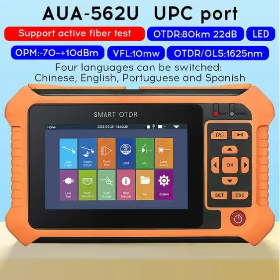 

COMPTYCO OTDR AUA 562U/A 1625nm 22dB Fiber Optic Reflectometer Touch Screen 80KM VFL OLS OPM Event Map