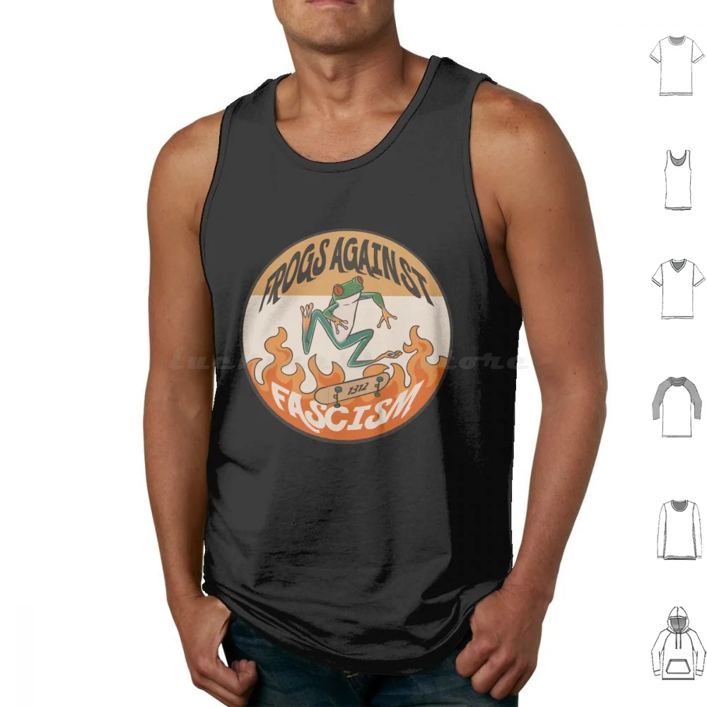 Frogs Against Tank Tops Vest Sleeveless Frog Frogs Animal Cute Skate Skateboard Design Punk Grunge Kickflip Antifa Activism