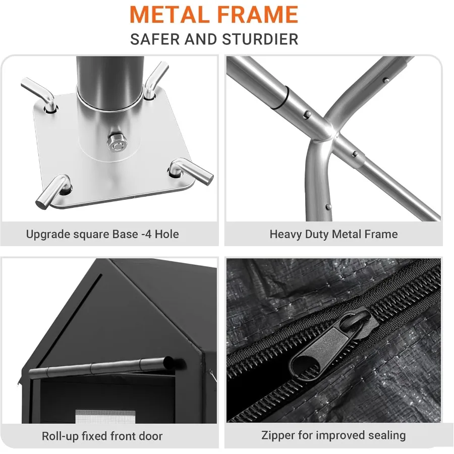 Carport 12x20 FT Carport شديد التحمل لحماية المركبات: جراج محمول مع نوافذ قابلة للطي وباب مفتوح جانبي معزز #3