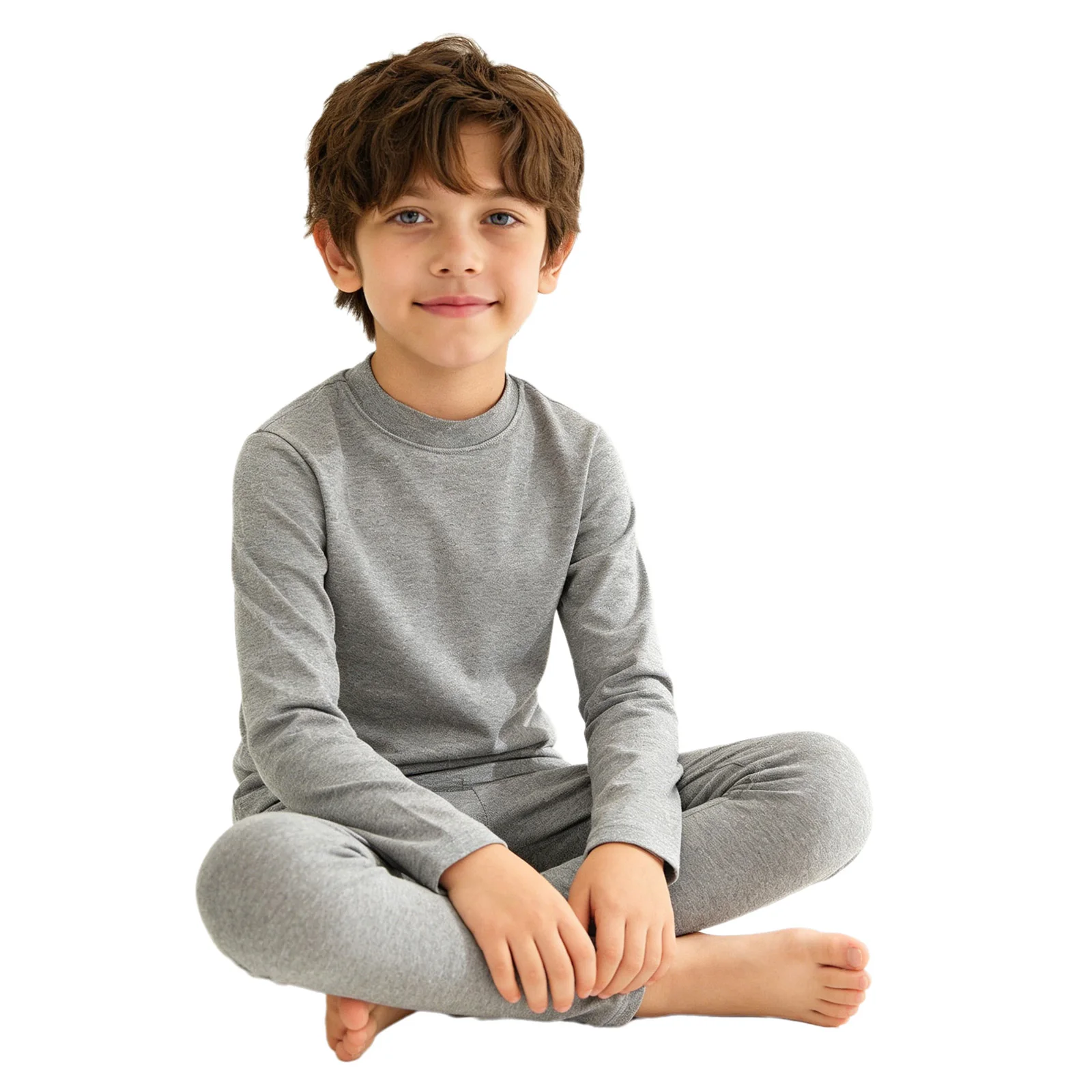 Kids 2 Piece Thermal Underwear Set Long Sleeve Round Neck Top Leggings Soft Breathable Warm Cotton Autumn Winter Sleep Casual