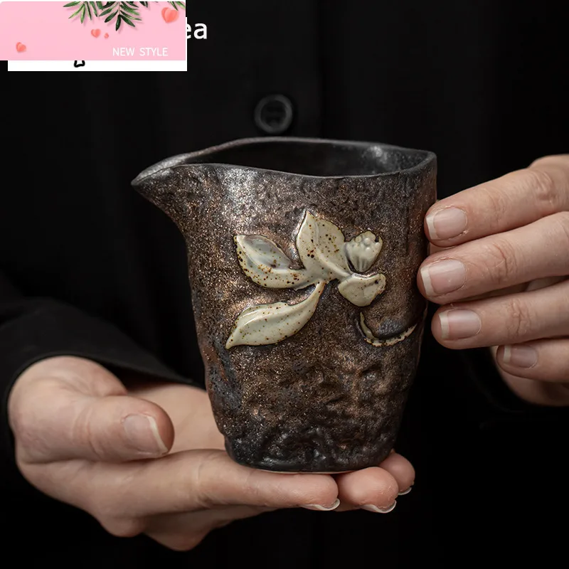 

230 мл японский позолоченный кувшин для чая с железной глазурью, керамическая чашка для правосудия, чайная чашка, большой раздельный чайный кунг-фу, бытовая чайная церемония