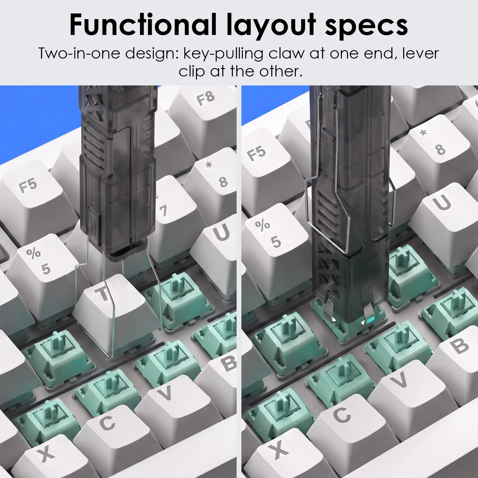 2 In 1 Keycap and Switch Puller Fast Easily Removal Keyboard Switches and Keycaps for Cleaning, Modding, Lubing and Repair