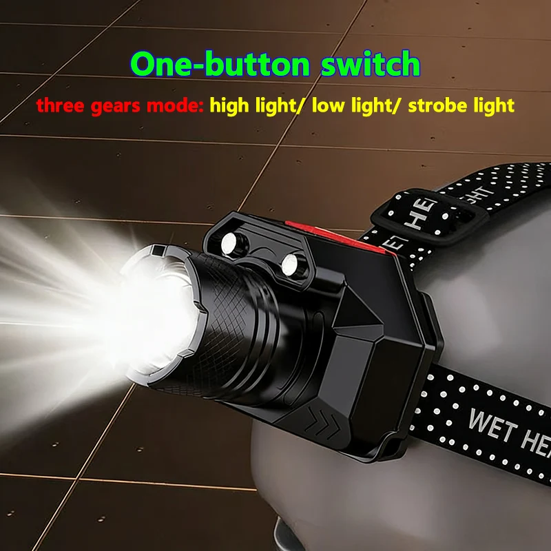 كشافات ليزر بيضاء TYPE-C المصابيح الأمامية القابلة لإعادة الشحن ليلة العمل ضوء الطوارئ في الهواء الطلق التخييم مصباح يدوي الصيد رئيس مصباح