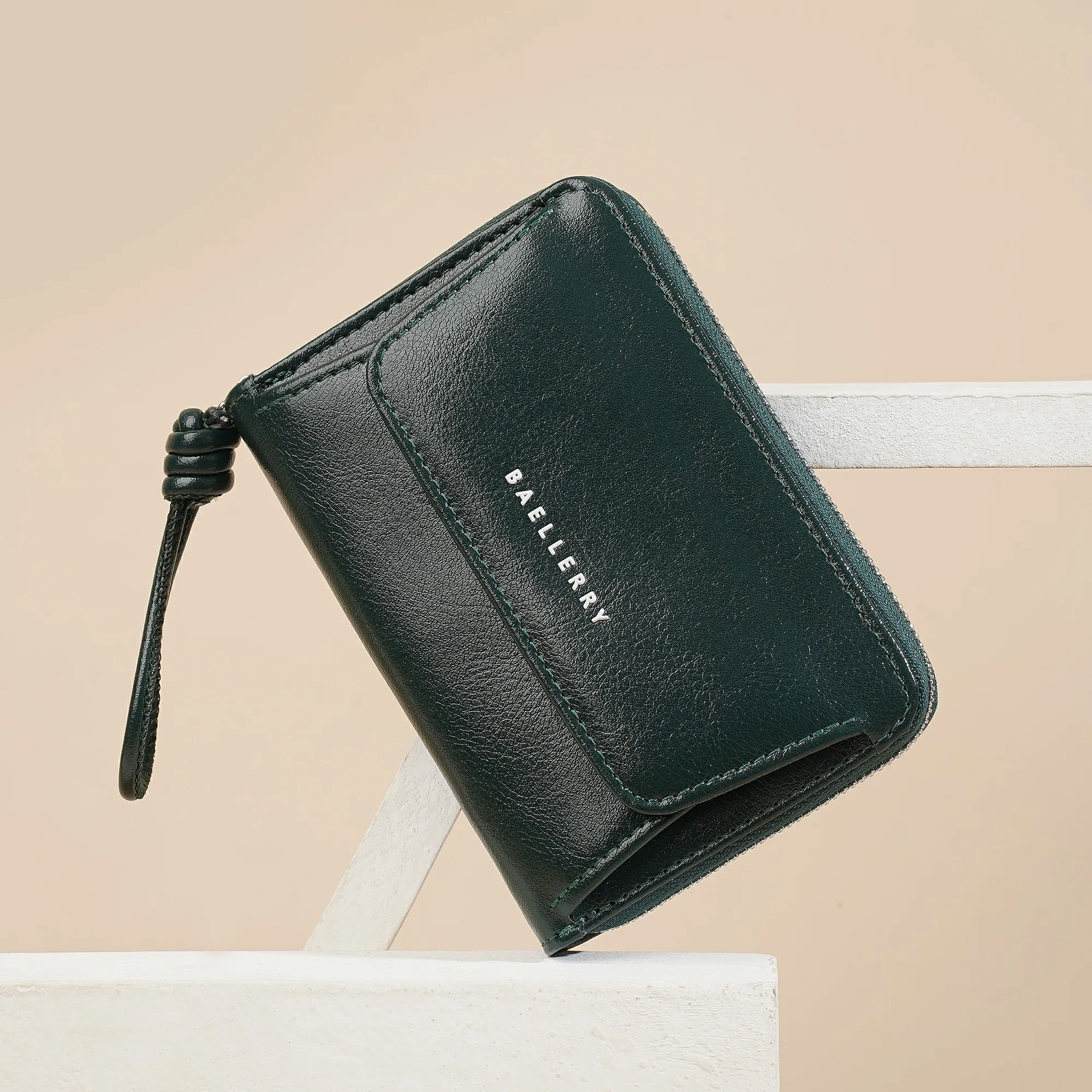 Baellerry Damen-Geldbörse mit kurzem Reißverschluss und Handschlaufe, 7 Kartenfächer, Ausweisfenster, Münzfach, minimalistisch, tragbare Geldbörse, kleine Alltagsgeldbörse, Geschenk für Mädchen – Detail 8