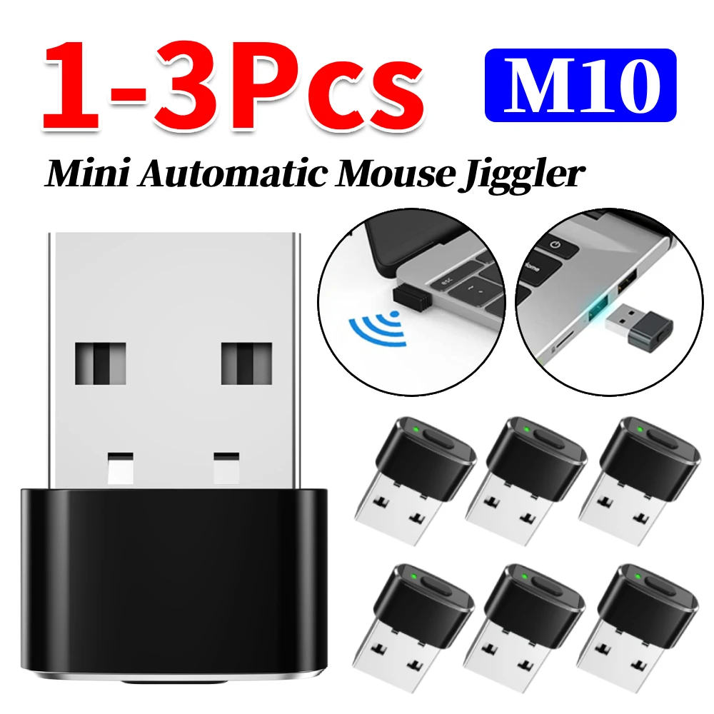 1-3Pcs Mini Automatic Mouse Jiggler Mover ON/Off Button USB Mouse Movement Simulator Undetectable Plug Play for Laptop Desktop