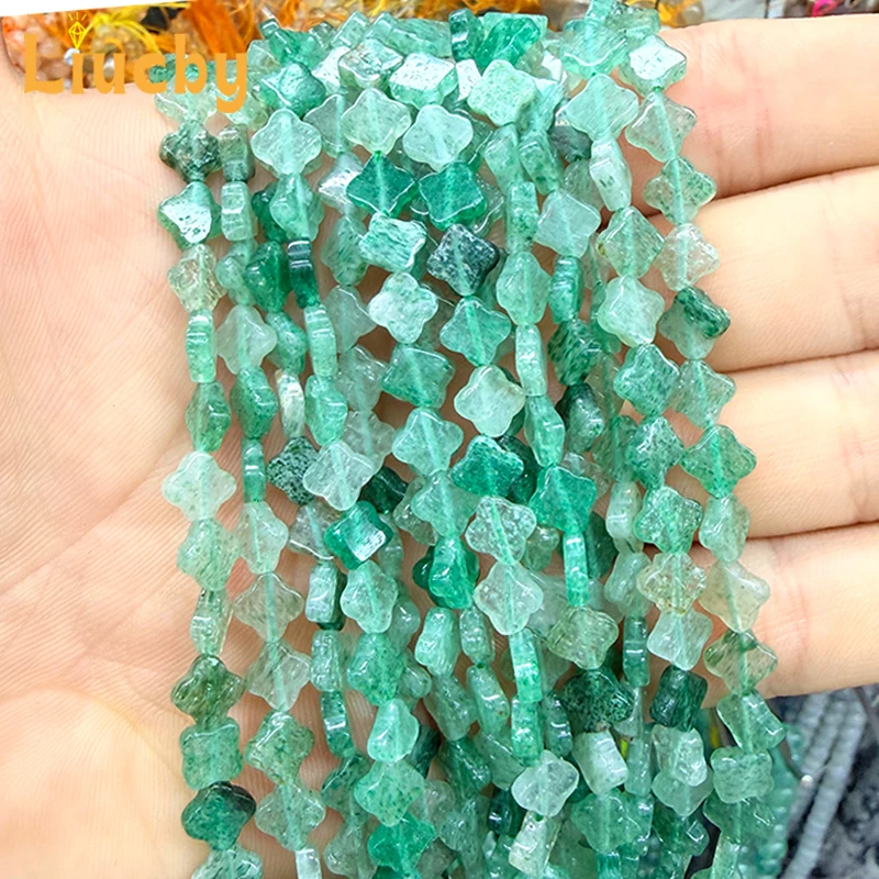 Grüne Erdbeer-Herzperlen, Naturperlen für Schmuckherstellung, DIY-Halbkette, Zubehör für Armband und Halskette, 15 Fuß, Großhandel, 4*6MM – Detail 2
