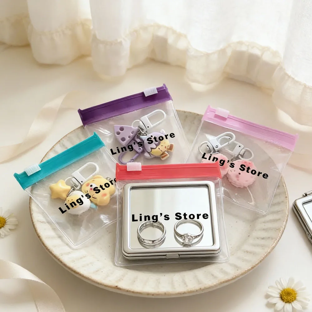 

Personalized 7.5x7.5cm Jewelry Zipper Bag Transparent EVA Plastic Storage PVC Pouch Ring Earring Keychain Stud Hairpin Packaging