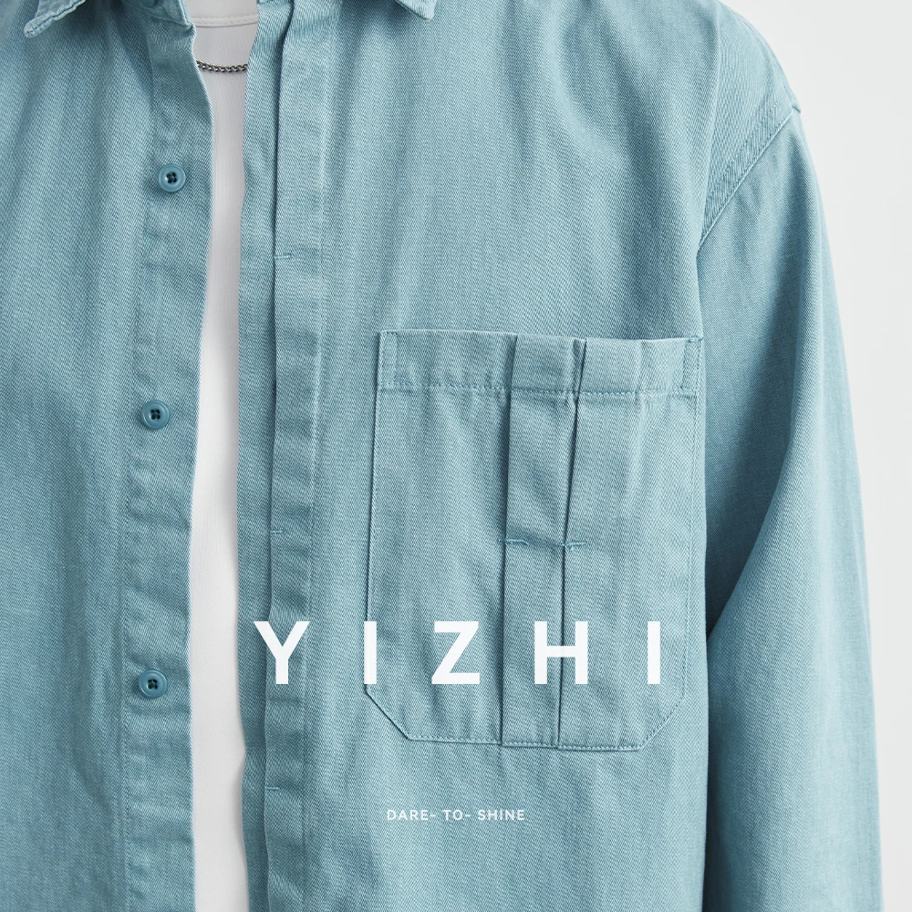 2025 Spring New Loose Casual Fashion Trendy Work Shirt Coat Men's Solid Lapel Button Pocket Water Washed Pure Cotton Shirt Top