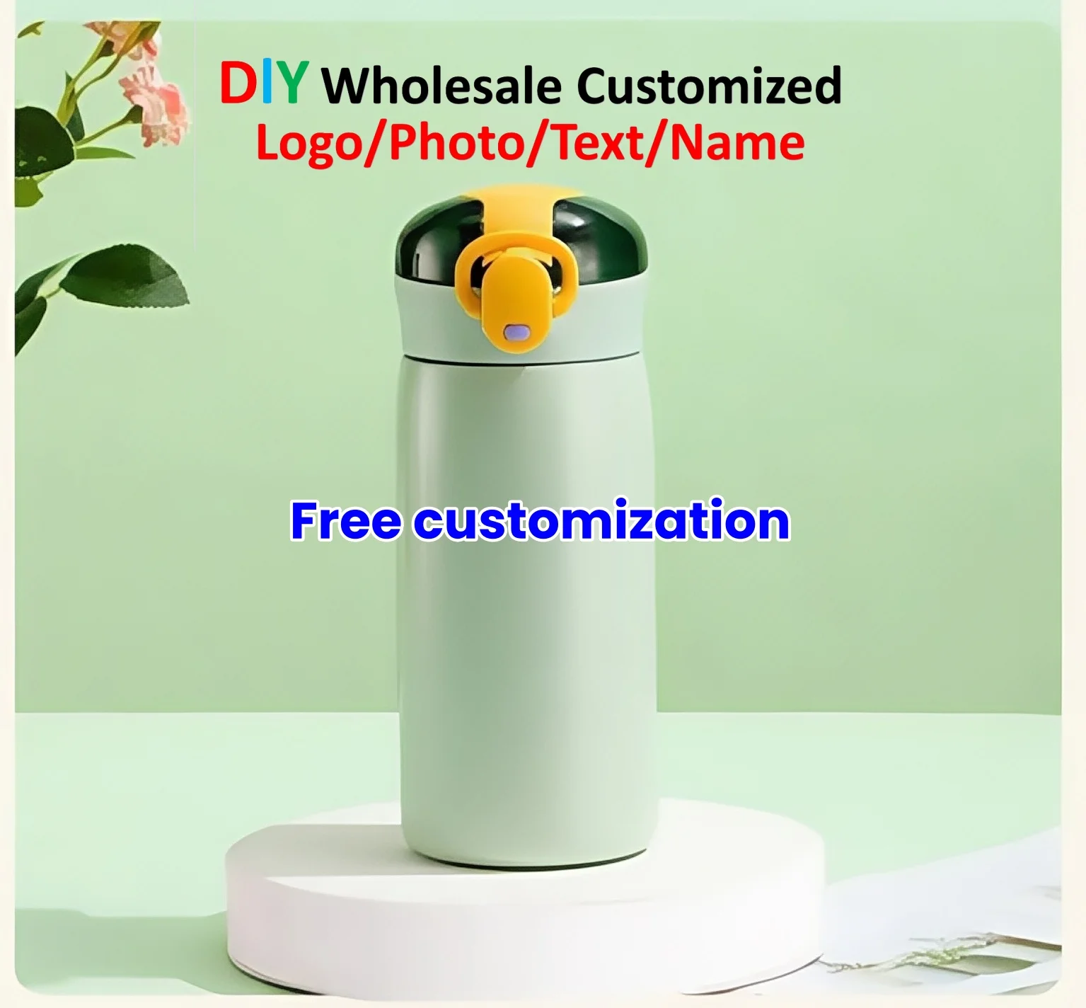 Tasse Thermos Portable pour enfants de 320ml, avec paille, en acier inoxydable, flacons sous vide de dessin animé, bouteille d'eau thermique personnalisée, bricolage