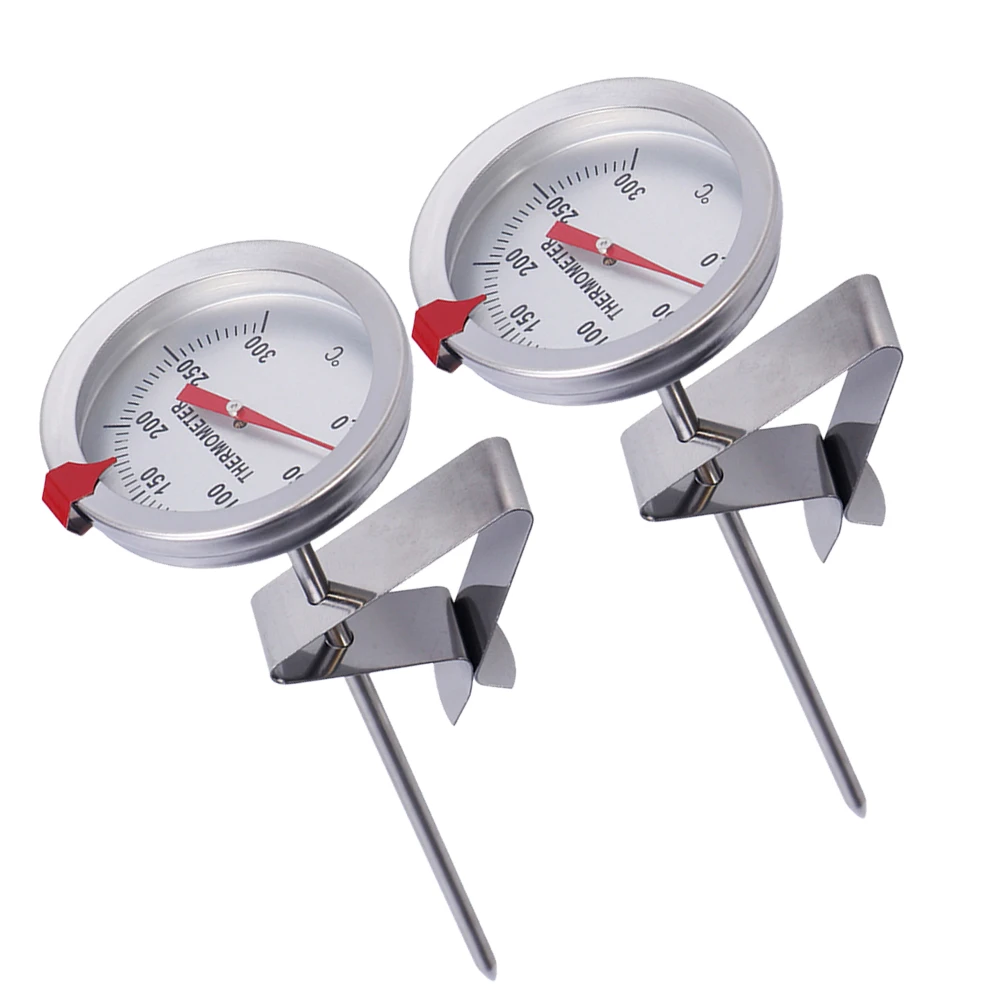 

2 Pcs Milk Frothing Food Thermometer Stainless Steel Probe Clip Design for Frying Measuring Temperature 0℃ 300℃ Baby Food Meat
