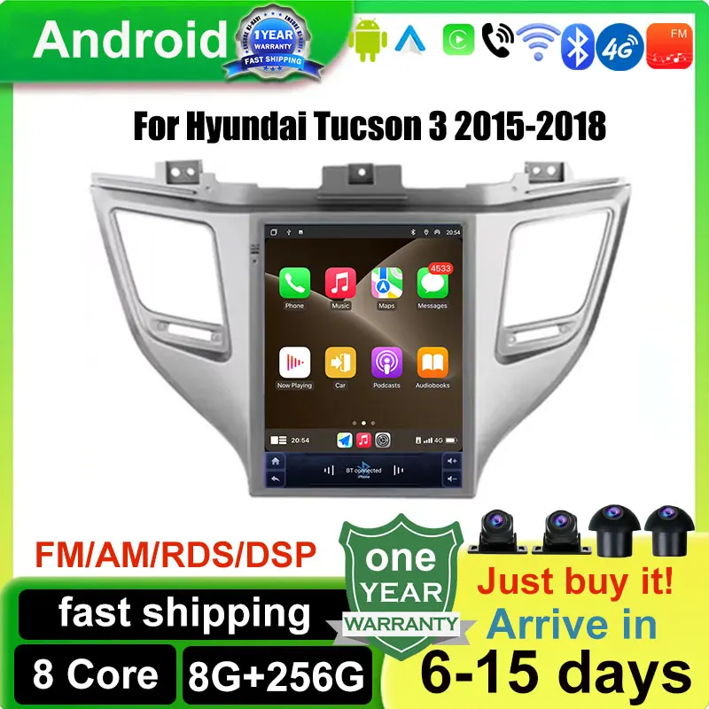 9.7'' Android 14 Auto Video Player Automotiva Navigation Multimedia For Hyundai Tucson 3 2015-2018 Wireless Carplay  WIFI Tools