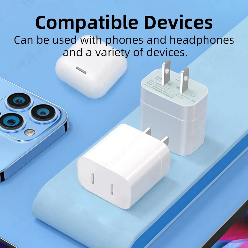 PD 20W USB Type C Fast Charger Cable For iPhone 15 Pro Max Samsung Huawei Xiaomi One Plus Dual Port Multi-function Quick Charger