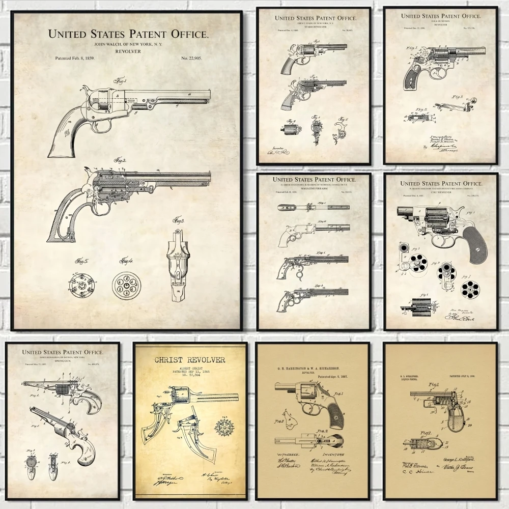 

Gun Studies Painting Calligraphy Minimalist Print Canvas Poster Unframed Wall Art For Home Office Decor