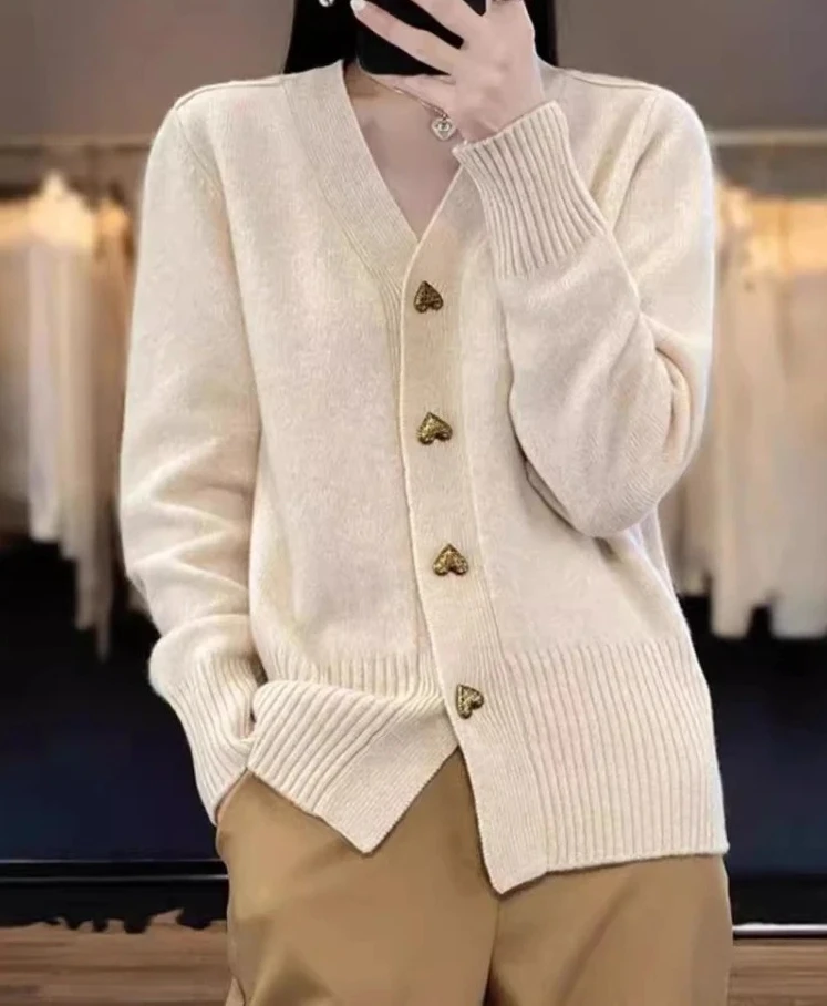 

New in Autumn Winter Women's Knitted Cardigan Sweater Casual Loose V Neck Long