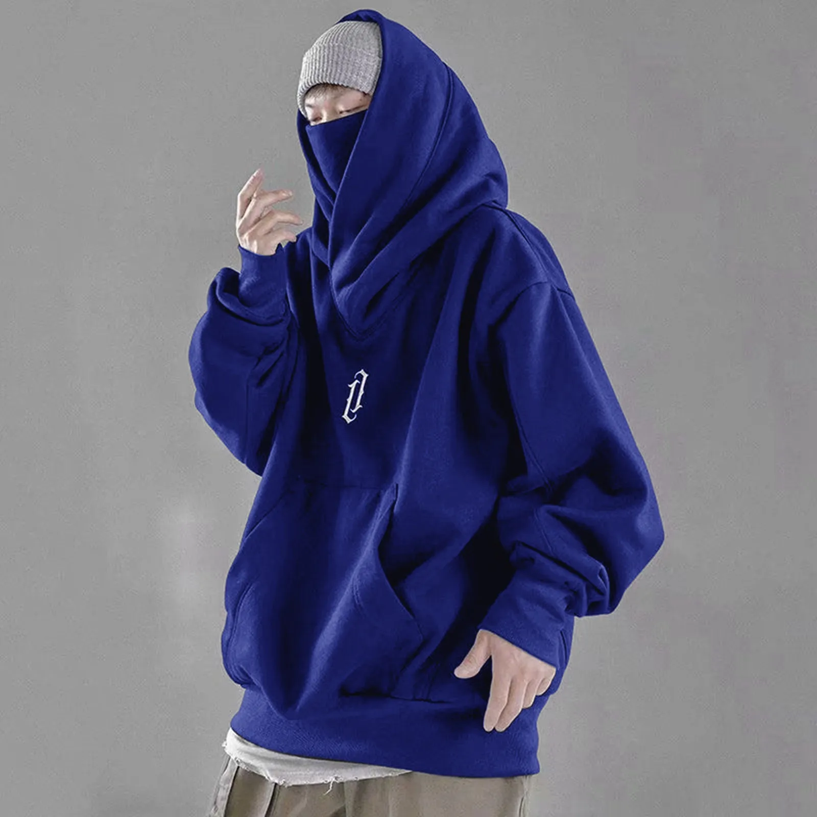 

Male Man Autumn And Winter Solid Long Sleeve Hoodie Pocket High Loose Hooded Sweatshirt Hiphop Indoor Slipper