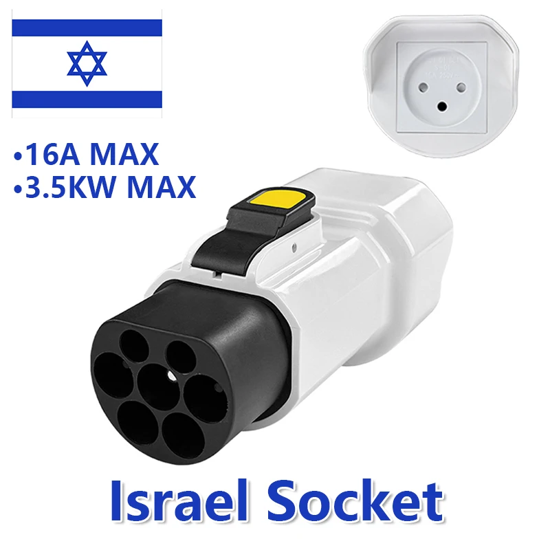 EVqiaoyi 220V Type 2 mannelijke stekker naar Schuko-aansluiting, EV-auto-accessoiresconnector voor Type2-laadstations, oplaadscooters
