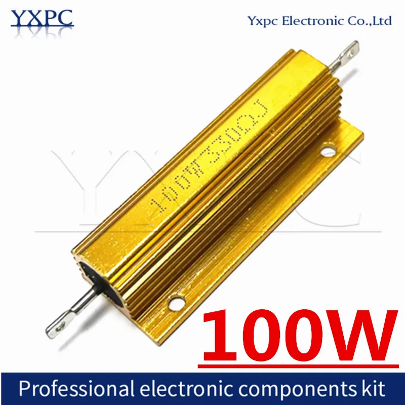 RX24 100W Aluminum Power Metal Shell Case Wirewound Resistor 0.1 0.22 0.3 0.4 0.6 0.8 4 5 6 7 8 9 10 25 40 50 R Ohm K 0.01R-300K