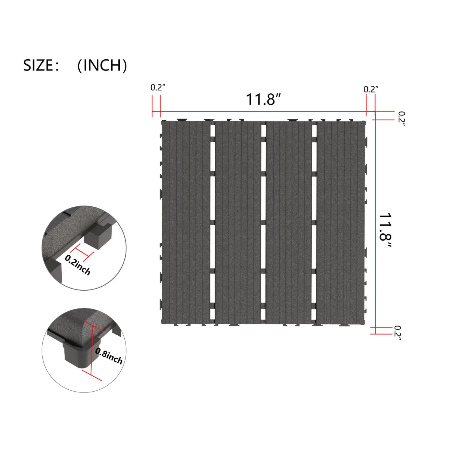 

Plastic Interlocking Deck Tiles,44 Pack Patio Deck Tiles,12"x12" Square Waterproof Outdoor All Weather Use, Patio Decking Tiles