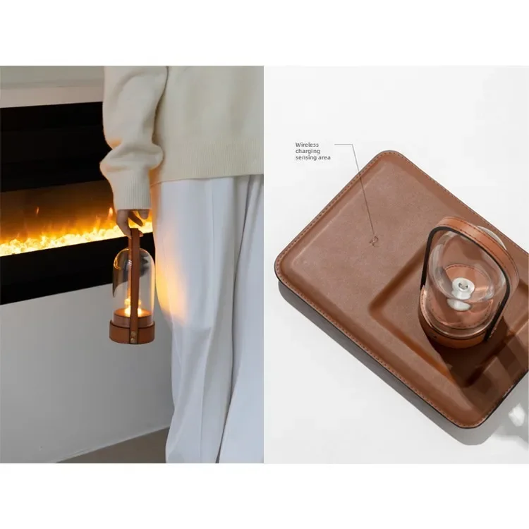 Wireless Charging Portable Candle-Style Lamp Night Light, Bedside Lamp, and Decorative Desk Light