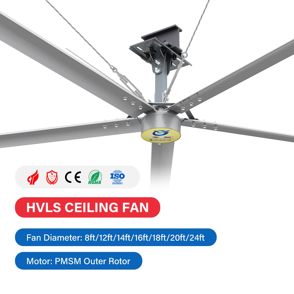 Commercial High Efficiency Energy Saving Electric 380V OEM HVLS Fan Gearless Direct Drive Industrial Ceiling Fans With 5 Blades