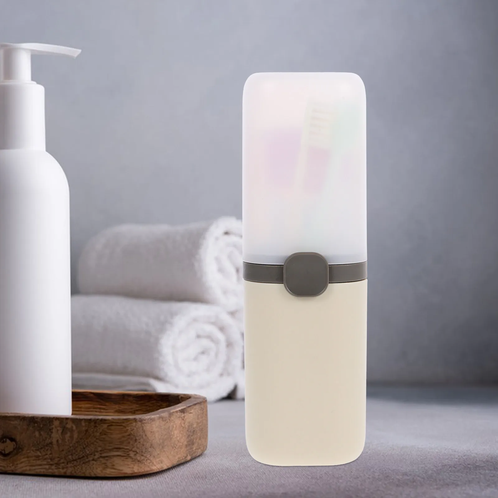 Toothbrush Travel Holder Cup Toothbrush and Toothpaste Storage Case Smooth Edges Anti-Drop Lightweight Portable for Travel
