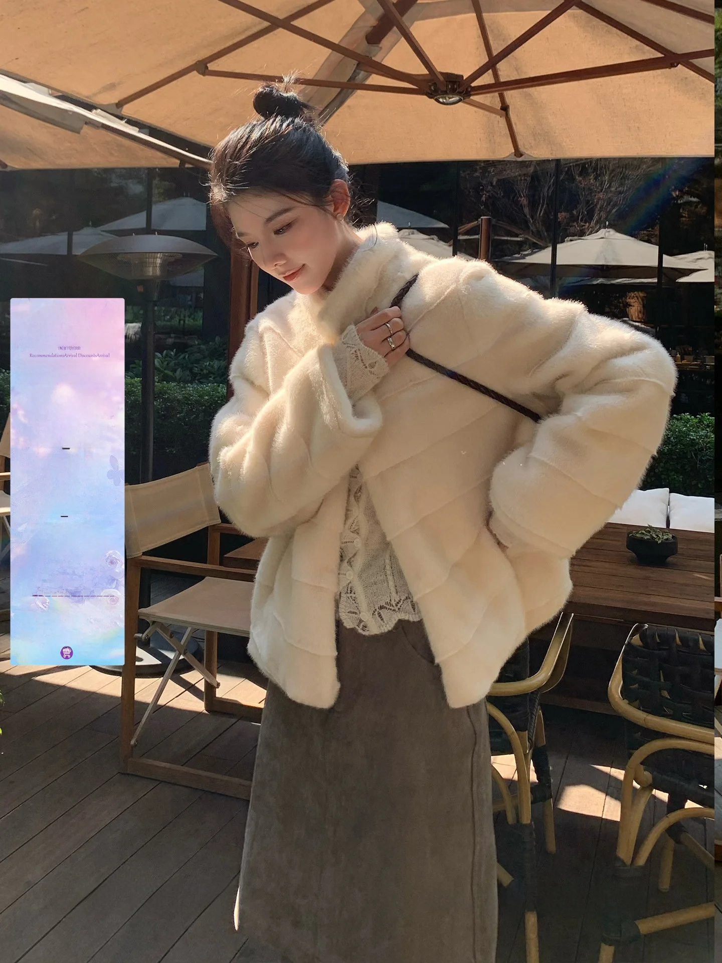 

Женское зимнее пальто Ele Qiangwen Uangjiang из экологичного полиэфирного волокна, серия «Норковый хвост», класса люкс, приталенного кроя